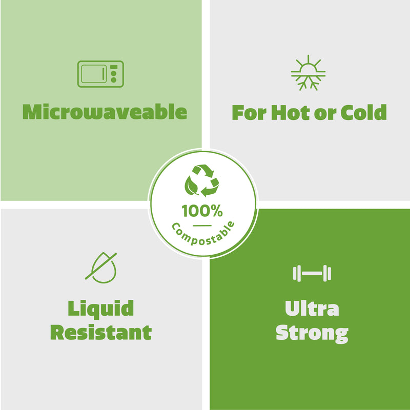 100% Compostable 16 oz. Heavy-Duty Paper Soup Bowls Eco-Friendly Disposable Sugarcane - Kraft