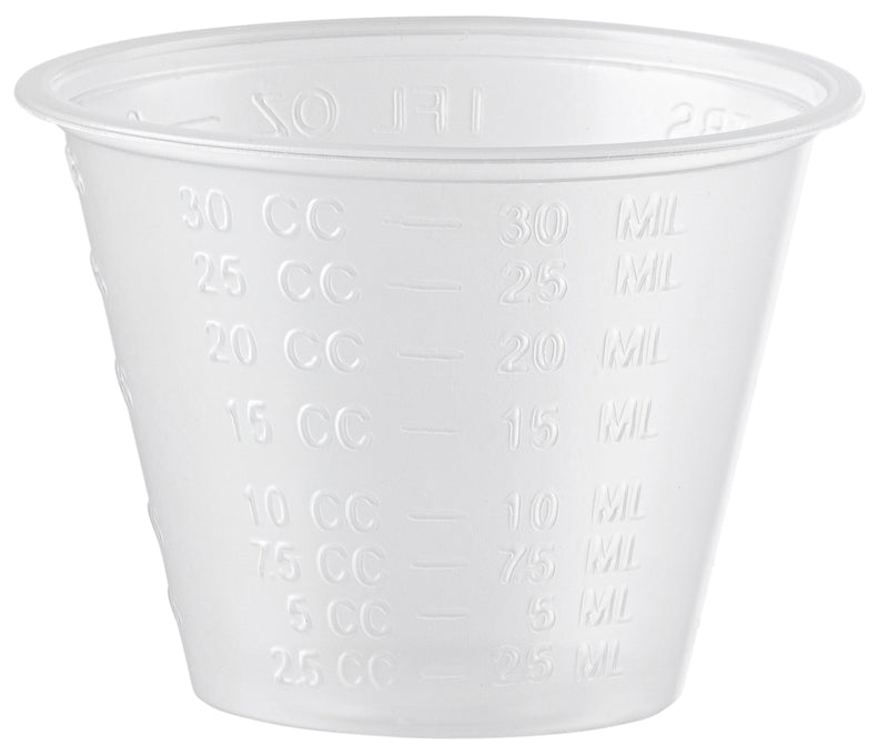 [1 oz.] Plastic Disposable Medicine Measuring Cup for Liquid Medicine, Epoxy, & Pills