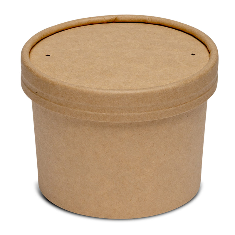 12 oz. Paper Food Containers With Vented Lids, To Go Hot Soup Bowls, Disposable Ice Cream Cups, Kraft