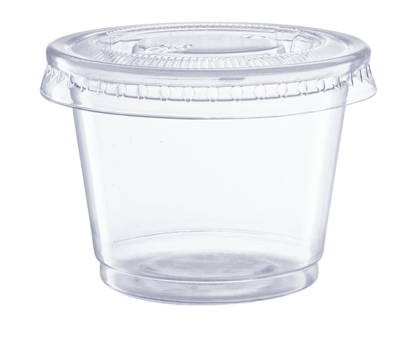 1 oz. Plastic Disposable Portion Cups With Lids - Souffle Cups