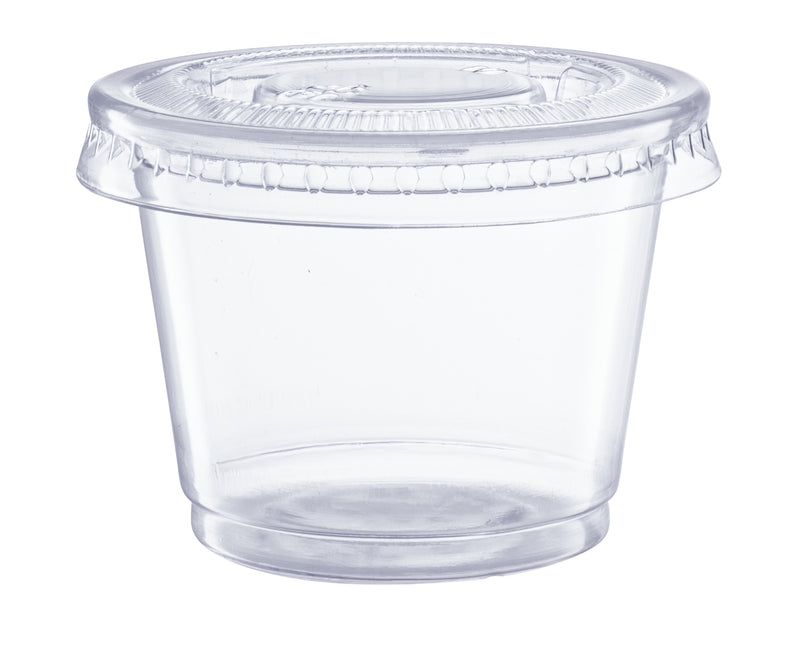 500 sets - 1oz Disposable Plastic Souffle / Portion Cups with Lids Bulk  Perfect for Shot Glasses, Condiments, Toppings, Dressings, Sampling 