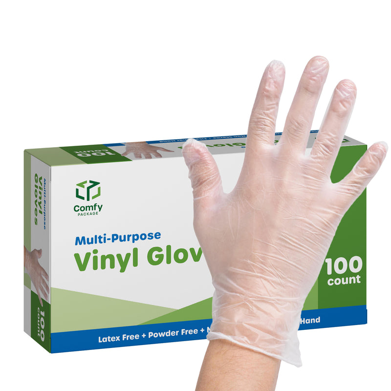 Clear Powder Free Vinyl Disposable Plastic Gloves - X-Large