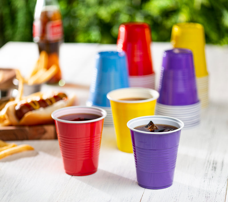 Disposable Party Plastic Cups 12 oz. Assorted Colors Drinking Cups