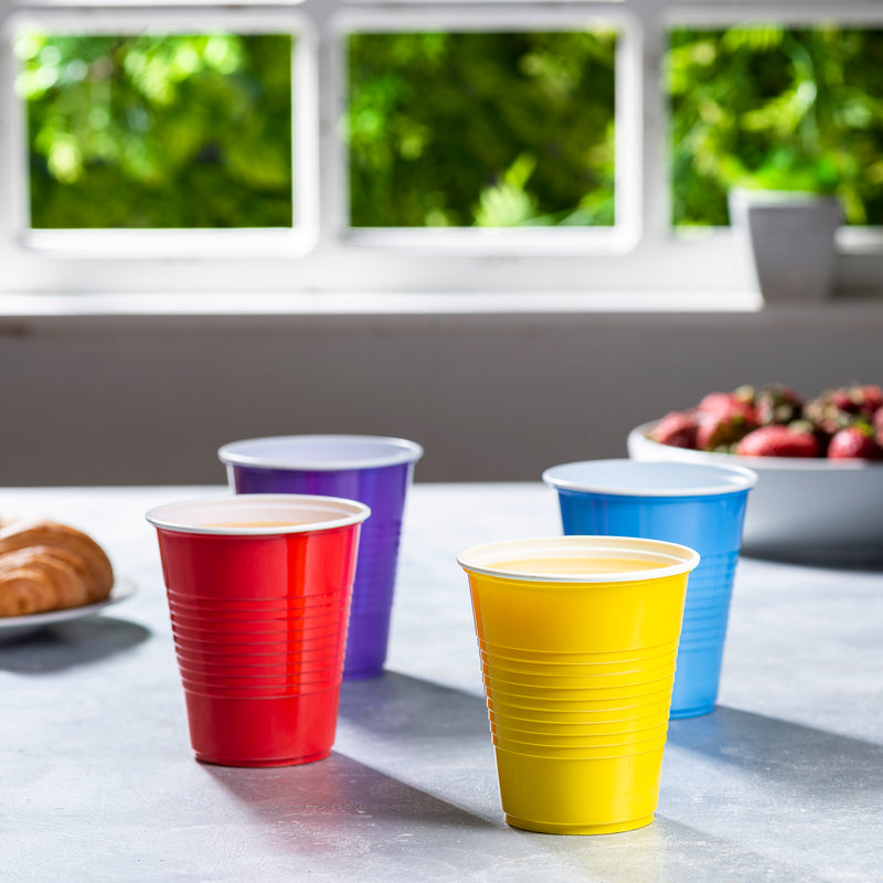 Disposable Party Plastic Cups 12 oz Assorted Colors Drinking Cups