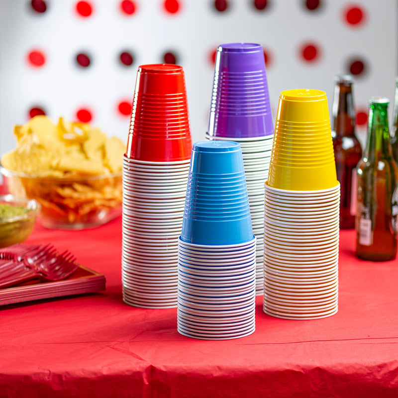 [Case of 1440 ] 16 oz. Assorted Colors Drinking Cups - Disposable Party Plastic Cups