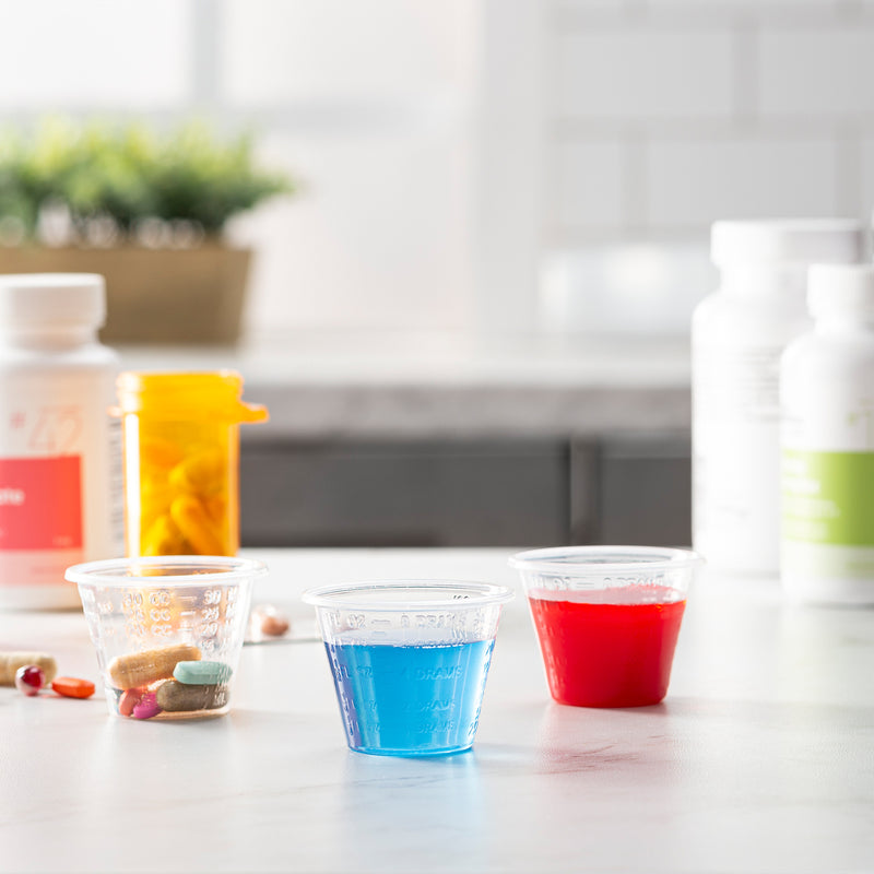 1 oz. Plastic Disposable Medicine Measuring Cup for Liquid Medicine, Epoxy, & Pills