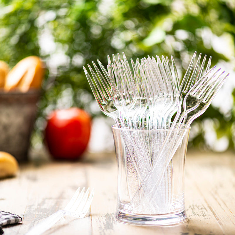 [Case of 1000] Heavyweight Clear Plastic Forks