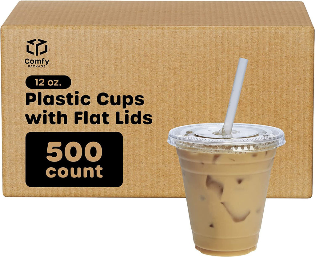 Comfy Package 12 Oz Clear Plastic Cups Disposable Iced Coffee