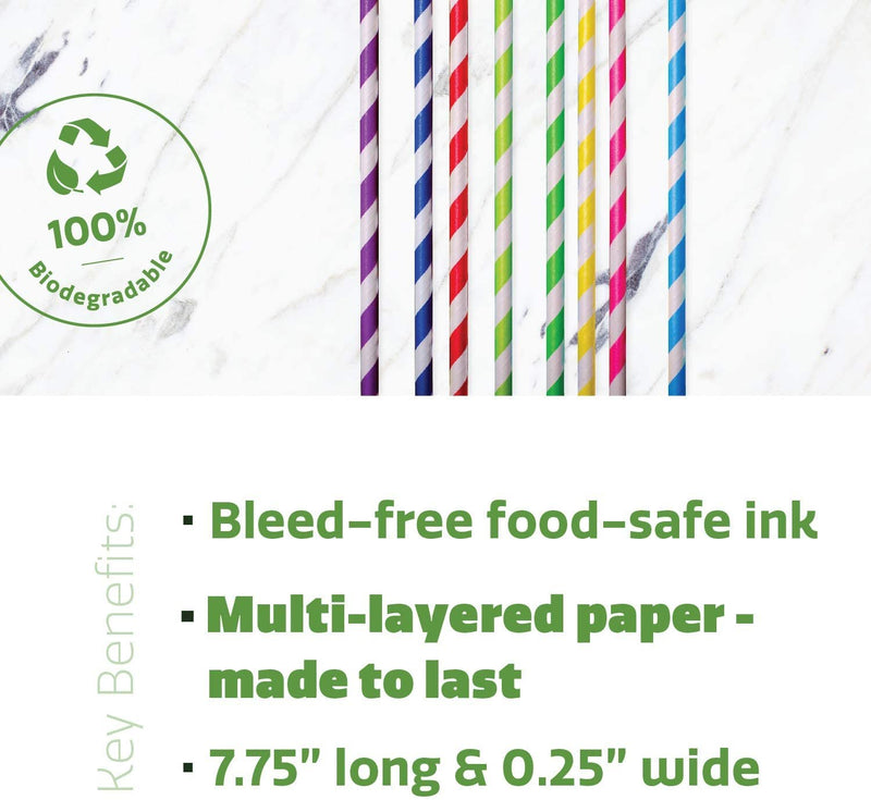 [Case of 4800]  6 mm Striped Paper Drinking Straws