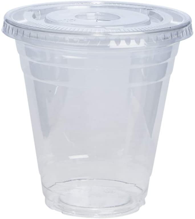 [Case of 500] 12 oz. Plastic Cups With Flat Lids