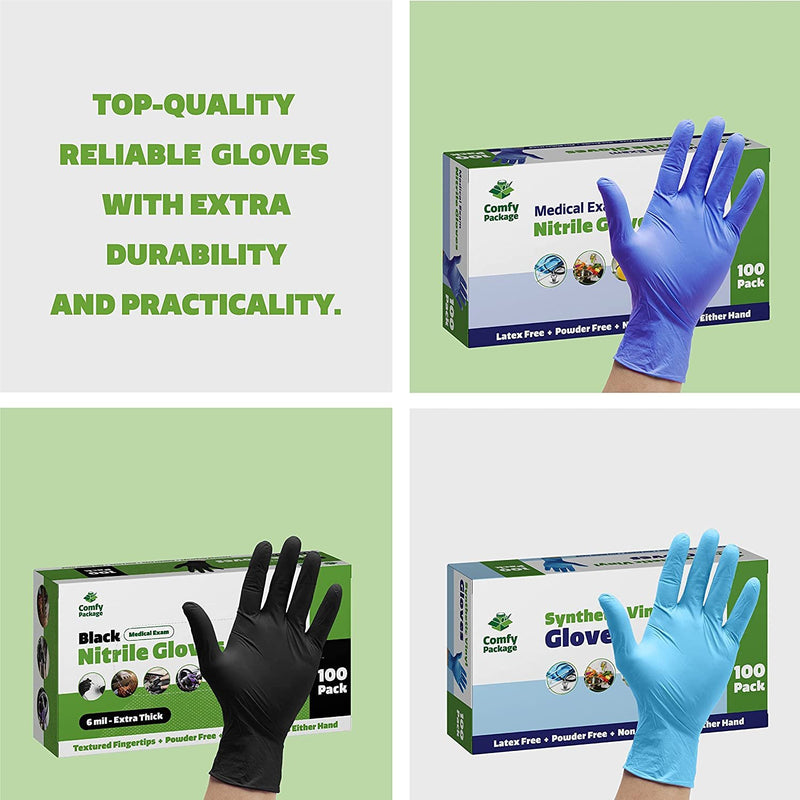 [Case of 1000] Synthetic Vinyl Blend Disposable Plastic Gloves Powder & Latex Free - Large
